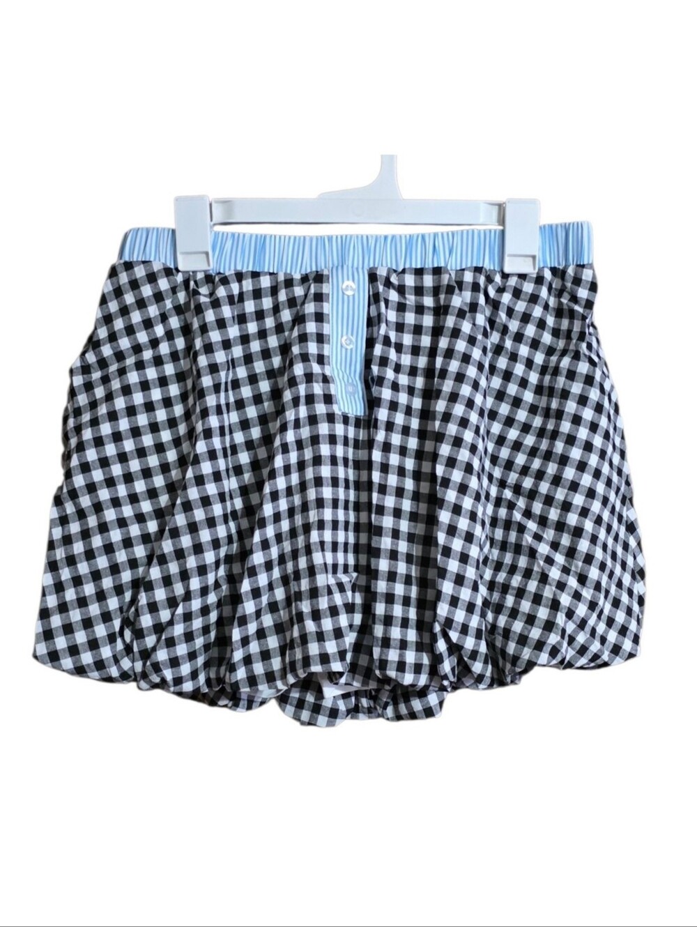 Gingham Bubble Mini Skort Black & White - Picture 5 of 15